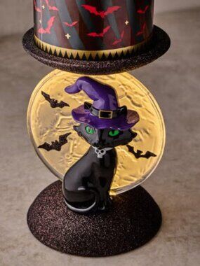 Bath & Body Works Black Cat and Moon Light Up Pedestal Candle Holder NWT